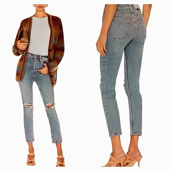 RE/DONE 90's High Rise Ankle Crop Destroyed GUC $265 Size 24      J1569 - Picture 1 of 8